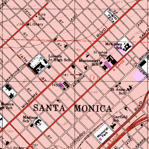 Topographic Map of Unitarian Community Church, CA