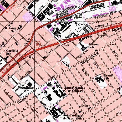 Topographic Map of Virginia Avenue Park, CA