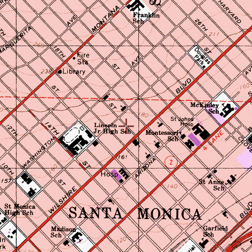 Topographic Map of Wilshire West Shopping Center, CA