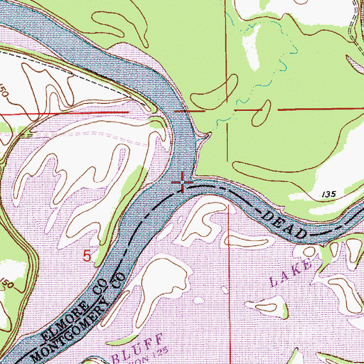 Topographic Map of Coosa River, AL