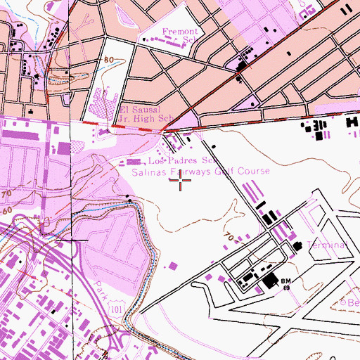 Topographic Map of Salinas Air Base (historical), CA