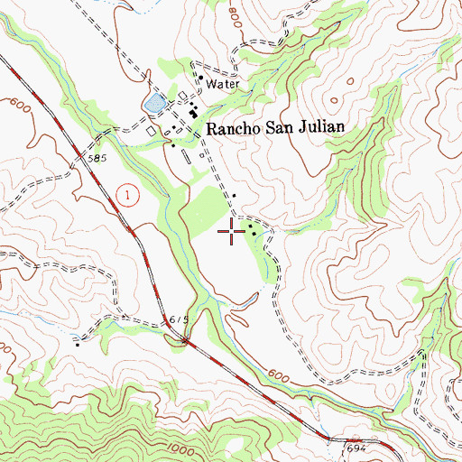 Topographic Map of San Julian School (historical), CA