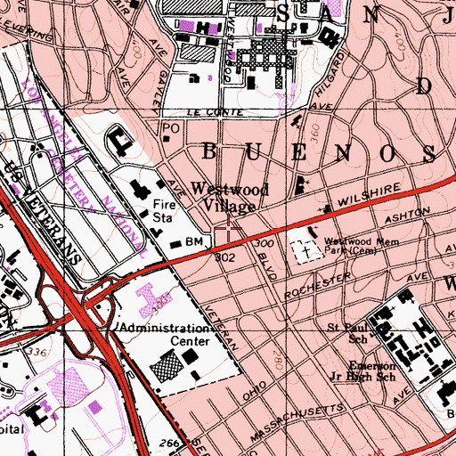 Topographic Map of Armand Hammer Museum, CA