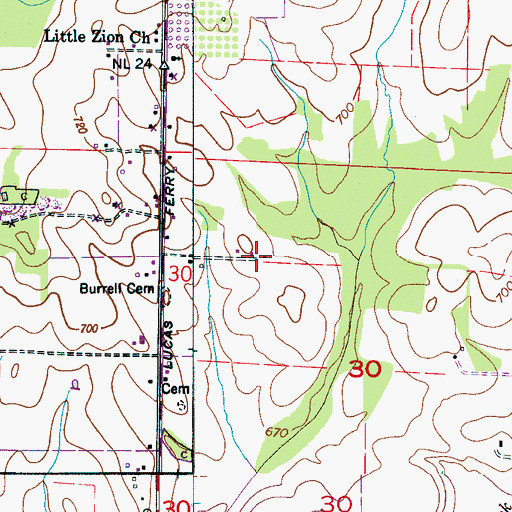 Topographic Map of Batts Heights, AL