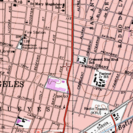 Topographic Map of Claude Pepper Senior Citizens Center, CA