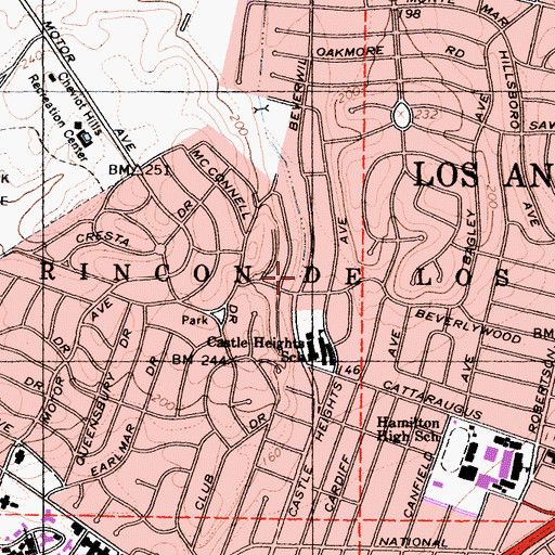 Topographic Map of Irving Schachter Park, CA