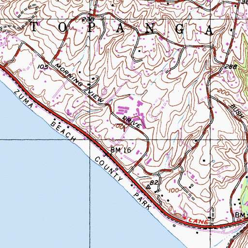 Topographic Map of Malibu High School, CA