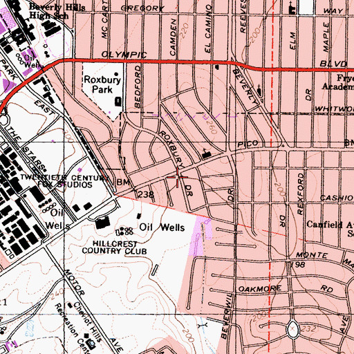 Topographic Map of Museum of Tolerance, CA