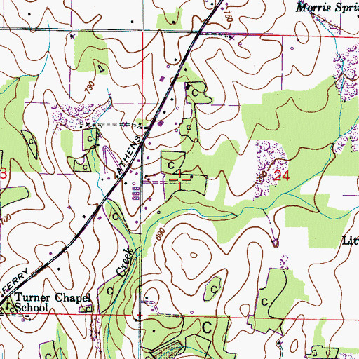 Topographic Map of Green Hills, AL