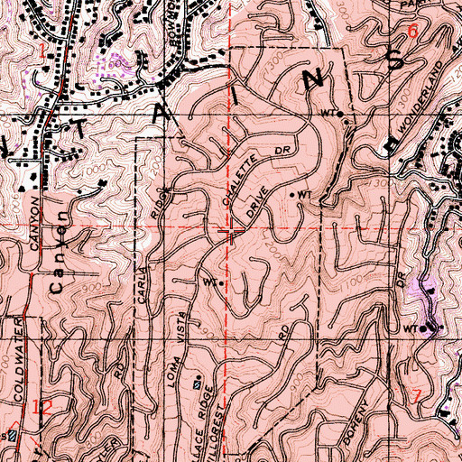 Topographic Map of Trousdale Estates, CA