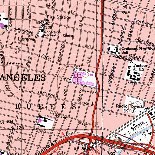 Topographic Map of Ward Plaza Shopping Center, CA