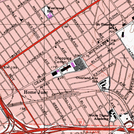 Topographic Map of Westside Pavilion Shopping Center, CA