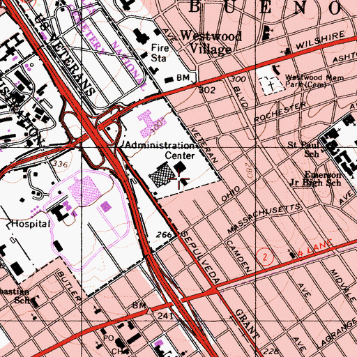 Topographic Map of Westwood Park, CA