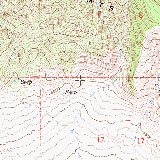 Topographic Map of Old Santa Rosa Indian Ruins, CA