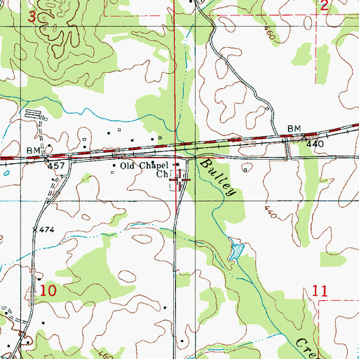 Topographic Map of Old Chapel Cemetery, AL