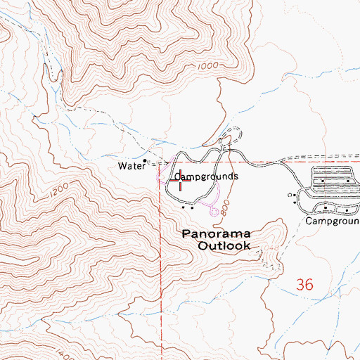 Topographic Map of Borrego Palm Canyon Campground, CA