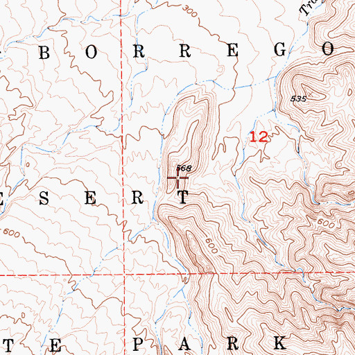 Topographic Map of Travertine Palms, CA