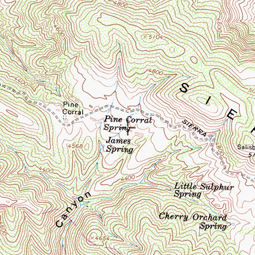 Topographic Map of Pine Corral Potreros, CA