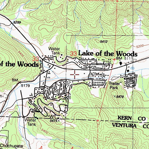 Topographic Map of Lake of the Woods (historical), CA