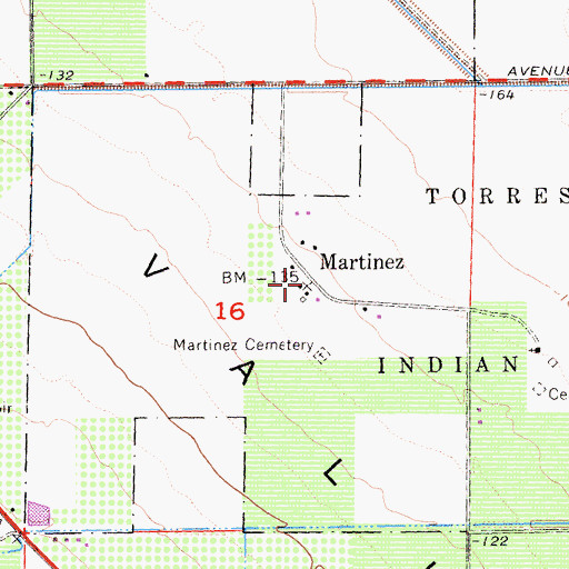 Topographic Map of Torres Martinez Indian Reservation Headquarters, CA