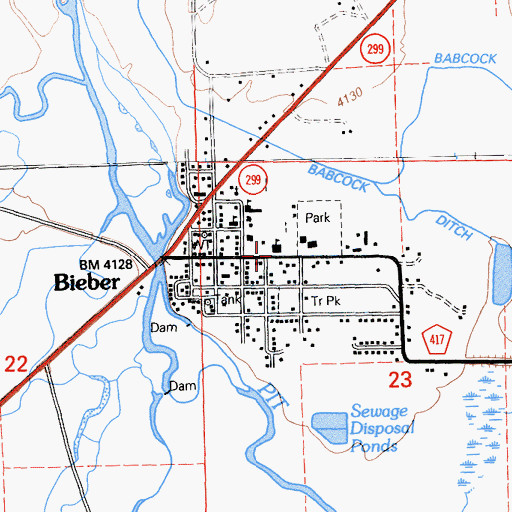 Topographic Map of Big Valley High School, CA