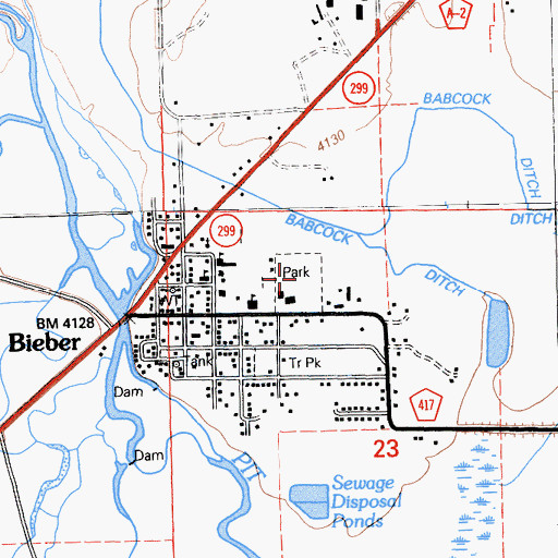 Topographic Map of Clara Bieber Memorial Park, CA