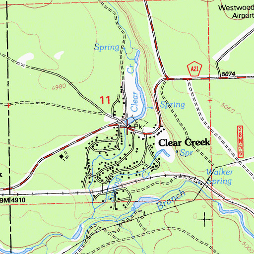 Topographic Map of Clear Creek Park, CA