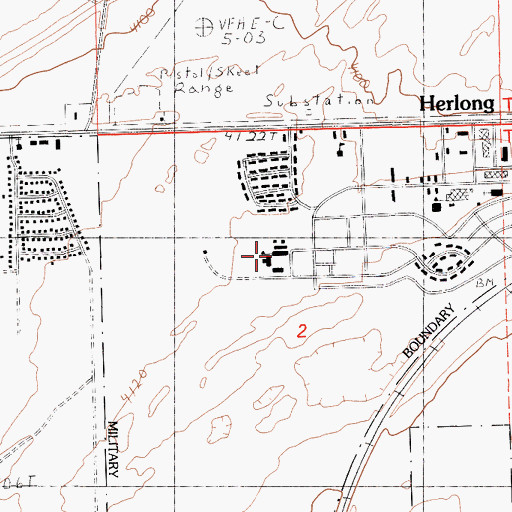 Topographic Map of Herlong High School, CA