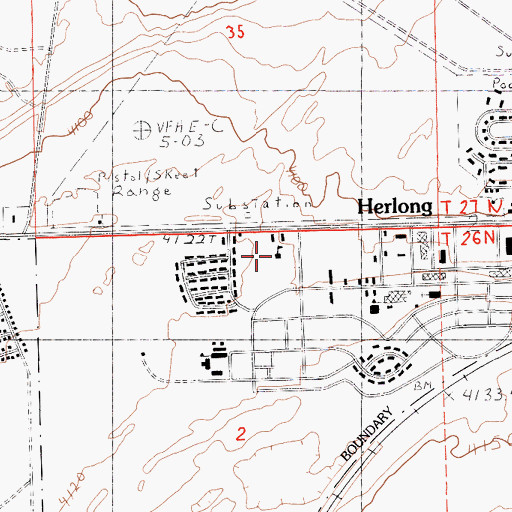 Topographic Map of Herlong School, CA