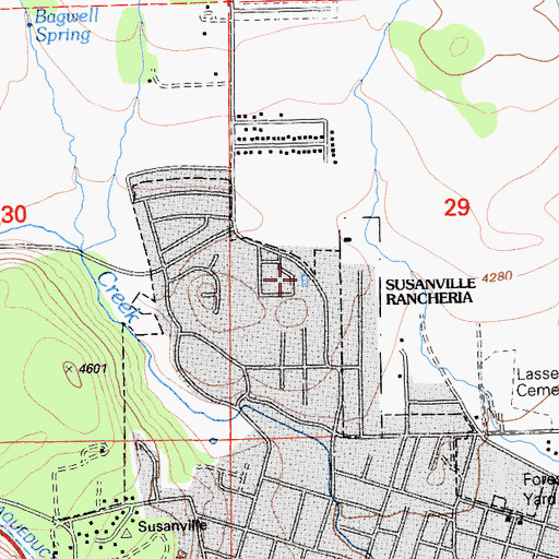 Topographic Map of Indian Cemetery, CA