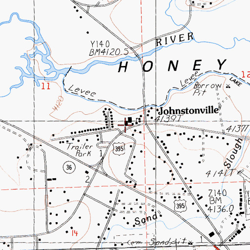 Topographic Map of Johnstonville Elementary School, CA