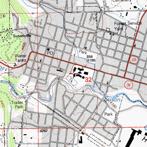 Topographic Map of Lassen High School, CA