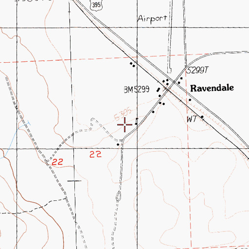 Topographic Map of Ravendale Elementary School, CA