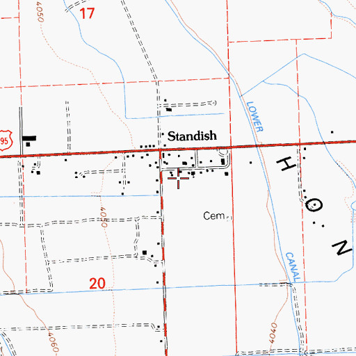 Topographic Map of Standish Bible Church, CA