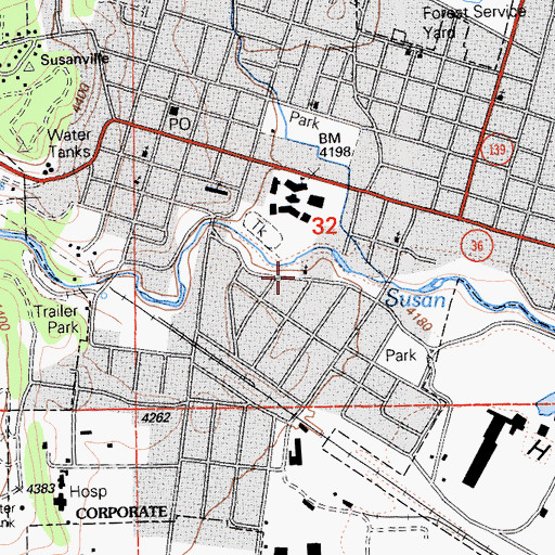 Topographic Map of Susanville Church of the Nazarene, CA