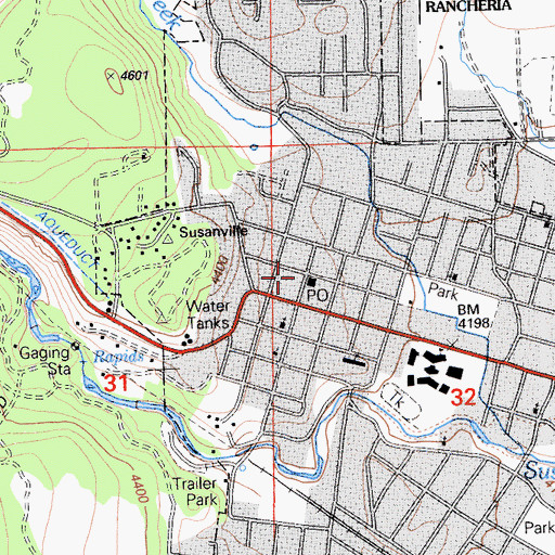 Topographic Map of Susanville City Hall, CA