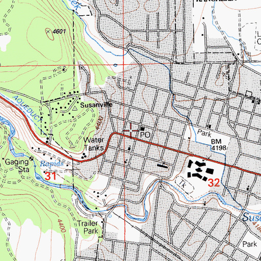 Topographic Map of Susanville Post Office, CA