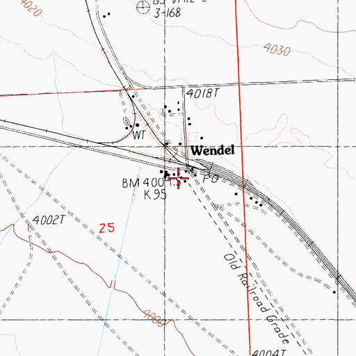 Topographic Map of Wendel Post Office, CA