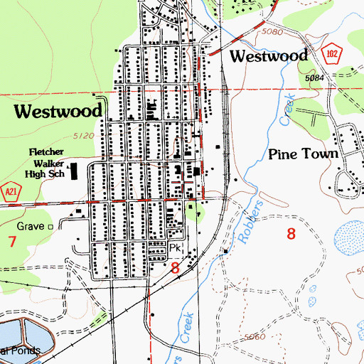 Topographic Map of Westwood Post Office, CA