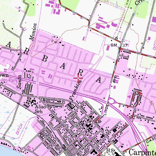 Topographic Map of Franklin Canyon, CA
