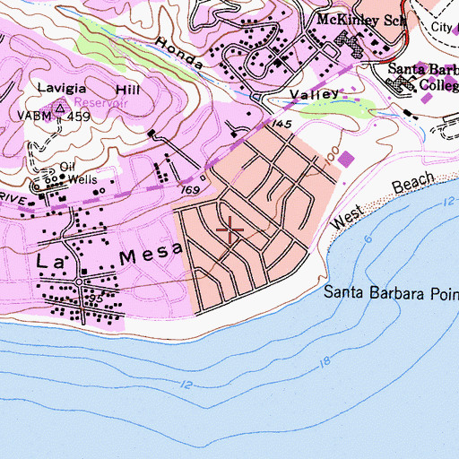 Topographic Map of Mesa Oil Field, CA