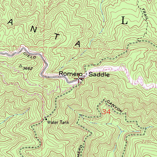Topographic Map of Romero Saddle Guard Station (historical), CA