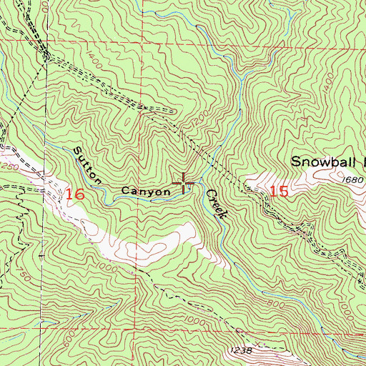 Topographic Map of Sutton Creek, CA