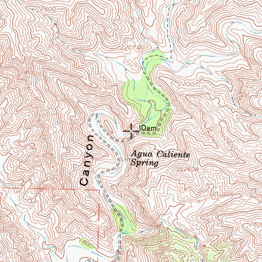 Topographic Map of Big Caliente Debris Dam, CA