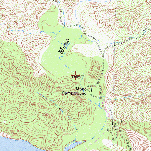 Topographic Map of Mono Debris Dam, CA