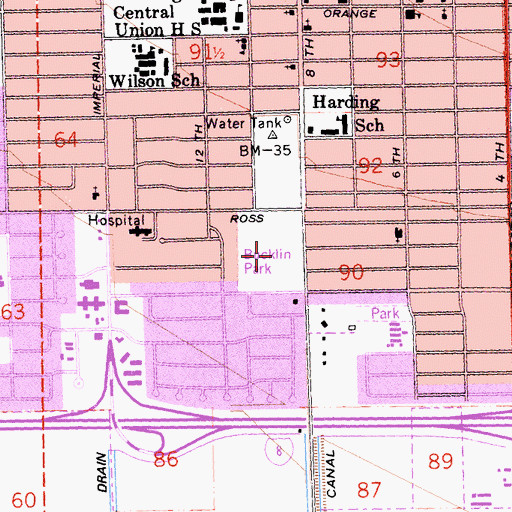 Topographic Map of Bucklin Park, CA