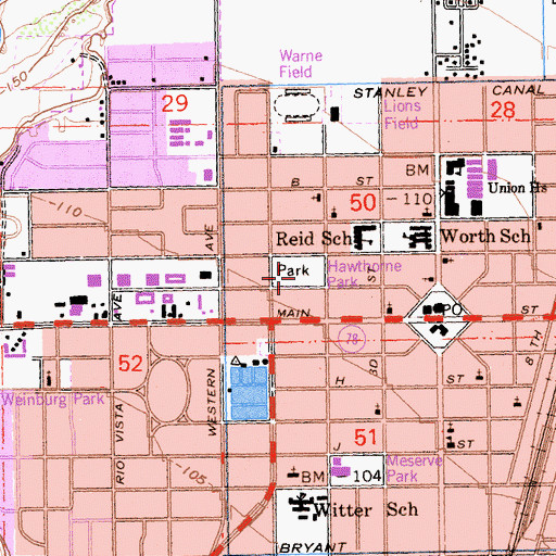 Topographic Map of Hawthorne Park, CA