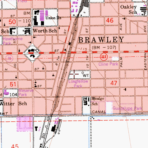 Topographic Map of Longfellow Park, CA