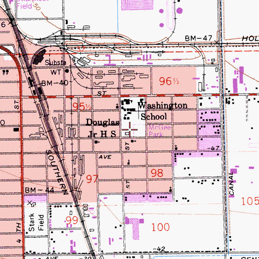 Topographic Map of McGee Park, CA