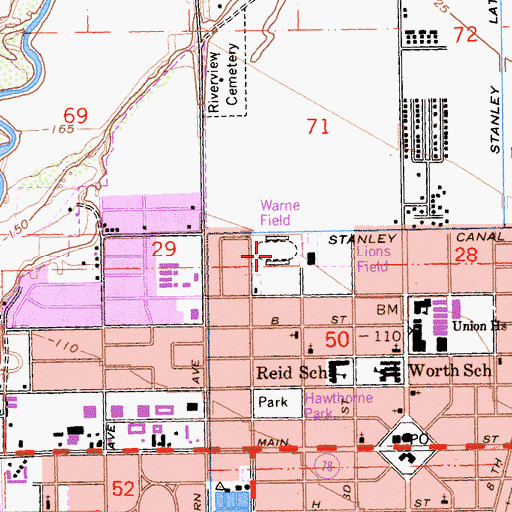 Topographic Map of Warne Field, CA